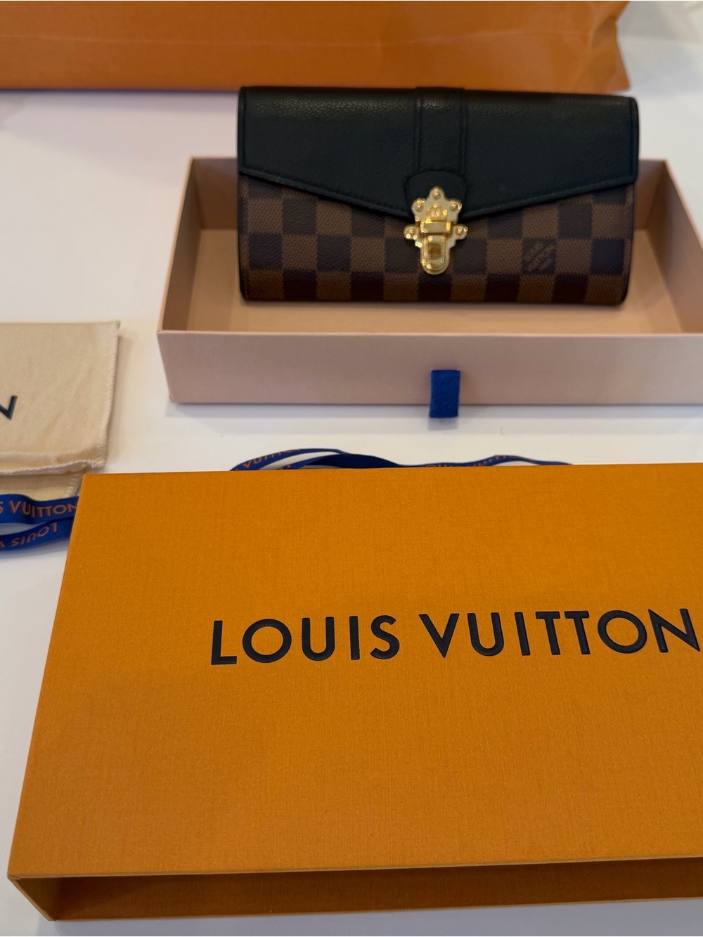 Louis Vuitton Portefueille Clapton Long Wallet with original sales receipt